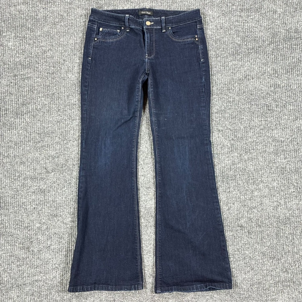 White House Black Market Jeans Womens 8S Blue Denim Flare Leg Blanc Low Rise